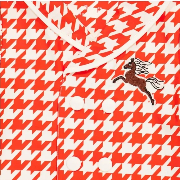 Red houndstooth rashguard sailor top with a horse size 128-134 (7-9yo) - Picture 2 of 8